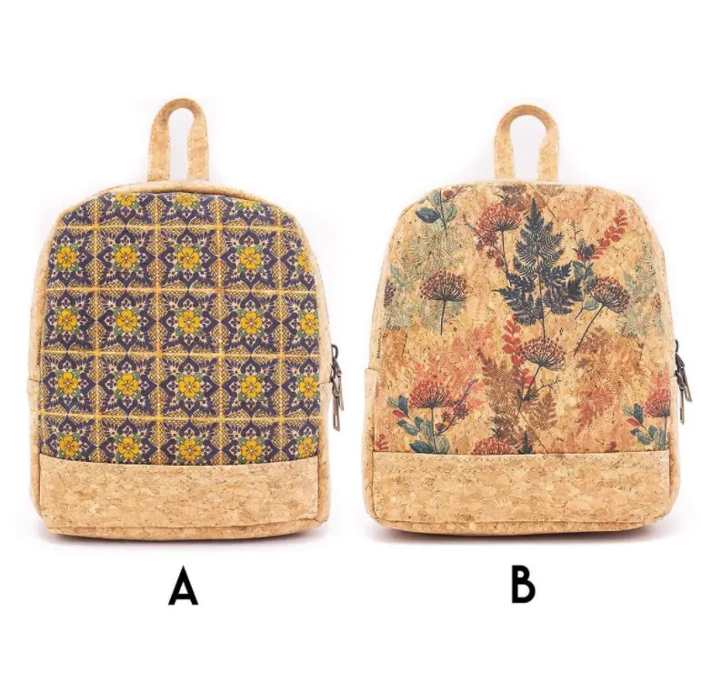 Mochila de corcho con estampado personalizado para mujer, morral de corcho con estampado personalizado para la vida diaria