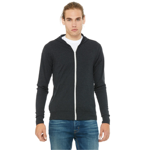 Bella + Canvas 3939 - Unisex Tri-blend Full-Zipper Sudadera con capucha ligera Ring Spun Algodón Poliéster Rayón Sudadera con capucha ligera - Product Image 1
