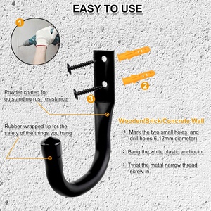 Lot de 6 crochets de rangement <span class=keywords><strong>mural</strong></span> Crochets de <span class=keywords><strong>garage</strong></span> en acier robuste Crochet de rangement pour <span class=keywords><strong>garage</strong></span> utilitaire Montage <span class=keywords><strong>mural</strong></span> Double cintres pour outils - Product Image 3