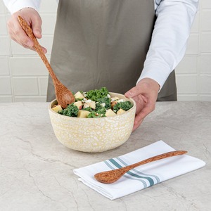 Herramientas para servir ensalada de coco utensilio de servidor de comida de madera de coco natural para mezclar y comer verduras - Product Image 6