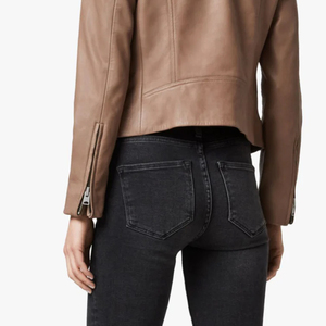 Chaqueta de Cuero Genuino de Becerro para Mujer, Tejido de Punto, Manga Larga, Transpirable, Personalizable, Invierno, Alta Calidad - Product Image 6