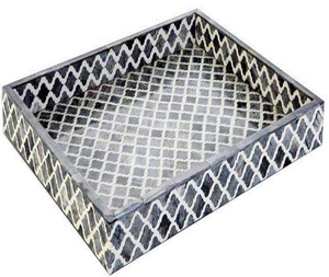 Jarrón de Mesa de Lujo Art Deco con Incrustaciones de Hueso y Madreperla, Diseño de Incrustaciones de Hueso, Bandeja Rectangular Hecha a Mano de SANIYA HANDICRAFT - Product Image 5