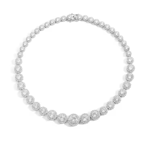 Chaîne de tennis personnalisée de 22 pouces avec fleurs dégradées, plaquée or jaune 10K/argent, diamants en moissanite, cadeau hip-hop, fête, mariage - Product Image 2