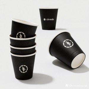 Vaso de papel negro ecológico con diseño impreso en blanco 12 oz 50 paquetes desechables y elegantes - Product Image 2