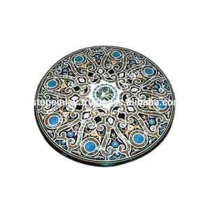 งานฝีมือหินอ่อนดำธรรมชาติ ลายฉลุสวยงาม สำหรับท็อปโต๊ะทรงกลม - Product Image 1