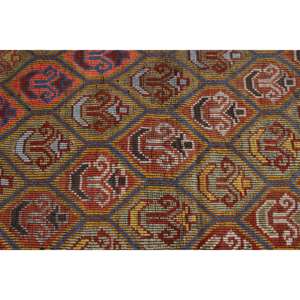 Tapis turc 5x9,3 pieds, tapis vintage en laine rouge et bleu style sud-ouest - Product Image 5