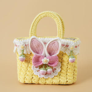 <b>Cute</b> Hand-crochet Girls Girly Tote Handwoven Knitted Bag Lolita Rabbit Bag Princess Hand Knitted Bag Change <b>Purse</b> Accessory - Product Image 5