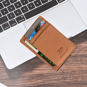 Slim Leather Card Holder <b>Wallet</b> <b>for</b> <b>Men</b> Minimalist Front Pocket Design ID Window Multi Card Slots Compact Cash Sleeve Travel Use - Product Image 3