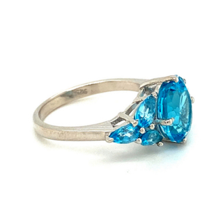 Último diseñador. Anillo de promesa de Plata de Ley 925 para mujer, piedra preciosa de Topacio Azul genuino, joyería fina elegante para fiestas de boda - Product Image 2