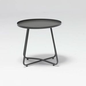 Petite table d'appoint de patio en fer forgé Table d'appoint ronde en métal Table noire de jardin pour balcon extérieur intérieur - Product Image 4