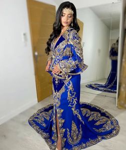 NUEVO IMPRESIONANTE BORDADO ZARI EN EL DISEÑADOR HERMOSO AZUL REAL BADROON CAFTAN CON VESTIDO TRAIL PARA FIESTA-WEAR & Wedding @ 2024 - Product Image 1