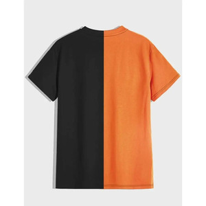 เสื้อยืดลำลองผู้ชายผ้าฝ้ายถักคุณภาพสูงผลิตจากโรงงาน 100% สีบล็อก แขนสั้น กันยับ แห้งเร็ว เป็นมิตรกับสิ่งแวดล้อม - Product Image 6