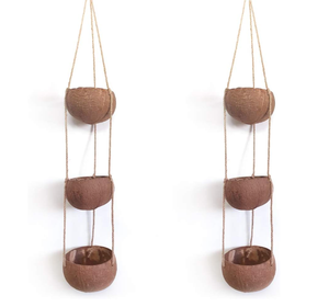 Macetas colgantes de cáscara de coco de tendencia caliente con cuerda/macetas de cáscara de coco naturales y ecológicas hechas en Eco2go Vietnam - Product Image 1