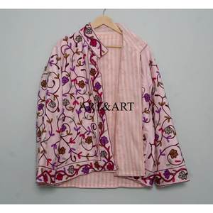 Most Trending Autumn Winter Racer <b>Jacket</b> <b>Women</b> Handmade <b>Velvet</b> Quilted Suzani Embroidery Breathable Eco-Friendly Quick Cotton - Product Image 1