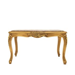 Mesa de Centro Rectangular de Lujo con Tapa de Mármol Marrón Oscuro y Marco de Madera Tallado a Mano en Oro Antiguo para Interiores Clásicos - Product Image 2