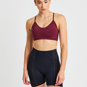 Personnalisé Dernier Black Balance V2 Shorts Et Bourgogne Essentiel Ruché Sport Soutien-Gorge Femmes Ensembles Workout Gym 2 Pièces Ensemble Femmes ensemble - Product Image 1