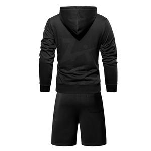 Wholesale Solid Color <b>Men's</b> <b>Hoodie</b> & <b>Shorts</b> <b>Set</b> 100% Cotton Sports Wear Breathable for Winter - Product Image 3