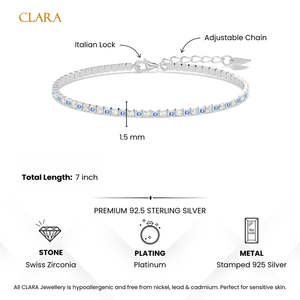 Pulsera de tenis fina azul cielo de 2 mm - Product Image 5