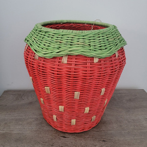 Delightful Handcrafted Strawberry Shaped Rattan <b>Basket</b> Woven <b>Wicker</b> Storage <b>Basket</b> For Kids Room Decoration And Organizing - Product Image 1