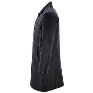 Nuevo abrigo largo negro de cuero 2024 nuevo abrigo de piel de oveja Real hasta la rodilla estilo Blackcoat para hombres ODM Supply - Product Image 4
