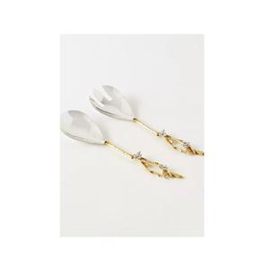 Cuchara de servidor de ensalada de acero, diseño de mango de hoja de latón con cuchara de ensalada y pieza de diseño de cuchara, gran oferta - Product Image 1