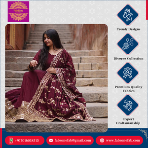 Vestido Anarkali de lujo en color rojo, estilo indio, tradicional, completamente cosido, de georgette sintética pesada, con dupatta, conjunto para mujer, para boda. - Product Image 4