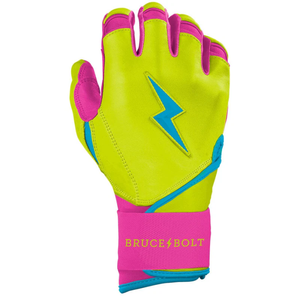 Custom Bruce <b>Bolt</b> Inspired Cabretta Leather Baseball Batting Gloves Chrome Series with <b>Long</b> Cuff Wrist Support - Product Image 2