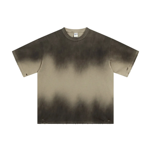 T-shirt col rond design vintage pour hommes en gros 230g coton surdimensionné 100% tissu tricoté à manches courtes - Product Image 3