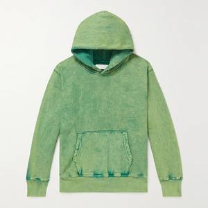 Sweatshirts à capuche brodés en jersey de coton délavé à l'acide pour hommes pour la saison d'hiver Technique de teinture unie - Product Image 4