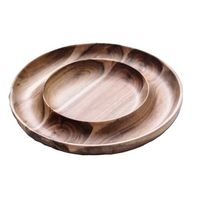 Placa de cargador de madera decorativa redonda de madera de tendencia superior bandeja de servicio redonda plato de madera redondo grande - Product Image 6
