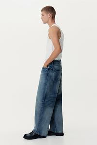 กางเกงยีนส์ผ้าฝ้ายสีฟ้าสำหรับผู้ชาย, กางเกงยีนส์ขาโค้งมนคุณภาพระดับพรีเมียมกางเกงทรงหลวม - Product Image 5