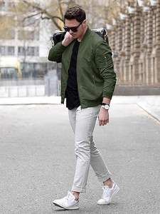 Chaqueta de bombardero ligera personalizada para hombre para primavera y otoño, abrigo con cremallera y bolsillo de piel de oveja, chaqueta OEM de talla grande para invierno - Product Image 4