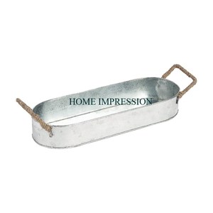 Bandeja decorativa para servir de granja, estilo rural, forma redonda, Metal galvanizado con mango en forma de corazón, suministro de bandeja de Metal rústico - Product Image 2