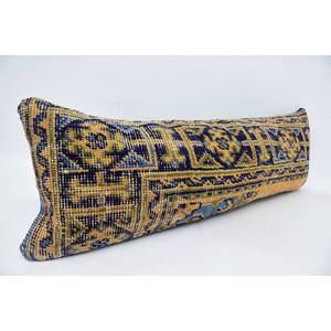 Gold Bohemian Kantha Patchwork Wool <b>Pillow</b> 12x36 Inch Embroidered Floral Vintage Woven for Bedding Floor Portable for Christmas - Product Image 3