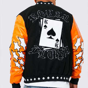 Chaqueta Varsity de Invierno para Hombre, de Lana, con Mangas de Cuero y Parches Bordados de Chenilla de Lujo, Estilo Urbano - Product Image 5