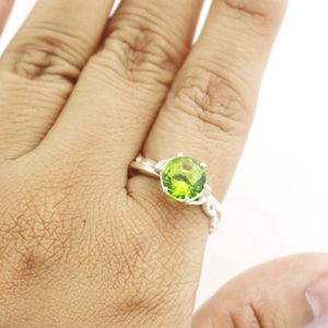 925 Sterling Silver Solitaire Peridot Quartz Prong Set <b>Ring</b> For Women - Product Image 6