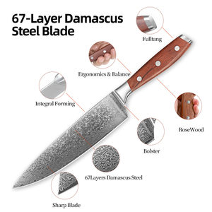 Vente en gros de couteaux de cuisine de chef en acier damas de haute qualité faits à la main OEM/ODM personnalisé manche en palissandre - Product Image 3