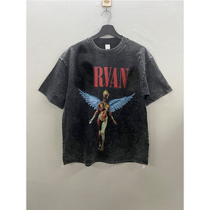 เสื้อยืดผ้าฝ้าย100% พิมพ์ลายดิจิทัลขนาดใหญ่สำหรับผู้ชายเสื้อยืดซักทรายสำหรับผู้ชายปรับแต่งได้ - Product Image 4