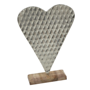 Vente en gros Décoration de table de mariage Décoration en métal en forme de coeur Cuivre antique avec base en bois Ornements de Noël Matériau élevé - Product Image 2