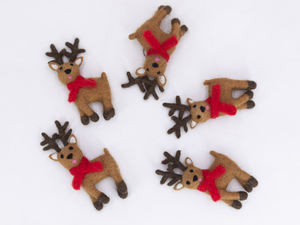11x7 cm Handmade Christmas Felt Reindeer <b>Hanging</b> <b>Ornament</b> for Children Purely Hand-felted by the Nepalese Artisan - Product Image 5