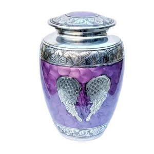 Urnas de cremación de latón de alta calidad con banda de grabado, urnas funerarias de Metal con acabado de esmalte dorado y blanco para cenizas humanas - Product Image 2