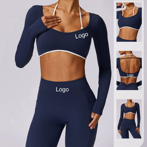 Haute qualité Yoga costume exercice ensemble séchage rapide à manches longues serré Yoga ensemble printemps haute course Fitness sport ensemble femmes - Product Image 2