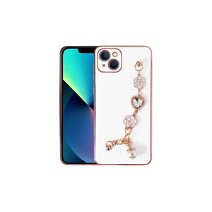 Funda Protectora de Silicona Suave Blanca Netzy para iPhone 14 Plus con Protección de Cámara y Correa de Mano Inspirada en Estilos INS - Product Image 1