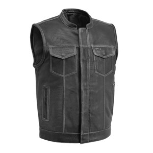 เสื้อกั๊กหนังรถจักรยานยนต์สีดำคลาสสิกสำหรับผู้ชายเสื้อกั๊กสไตล์คลับสำหรับฤดูใบไม้ร่วง - Product Image 6