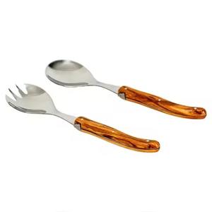 Ensemble de serveurs à salade faits à la main - Outils à salade de haute qualité, métal et bois écologiques, lavables au lave-vaisselle - Product Image 2