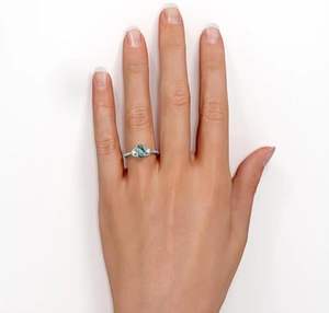 Anillo de Compromiso Clásico para Mujer, Plata de Ley 925, con Ágata Musgosa Natural, Corte Ovalado, Engaste de Garras, Fino - Product Image 2