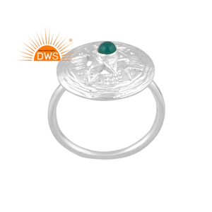 Hot selling fine sterling silver natural <b>Green</b> Onyx gemstone stackable ring custom <b>jewelry</b> manufacturer - Product Image 1