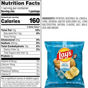 Papas Fritas Lay's con Sabor a Sal y Vinagre, Bolsas de 1 oz, (Paquete de 40) - Product Image 3