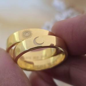 Sun Moon <b>Couple</b> <b>Matching</b> <b>Ring</b> Set 925 Sterling Silver Symbol of Love Bond Relationship Gift <b>for</b> Wedding Party Daily Wear Jewelry - Product Image 5