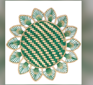 Sets de table en raphia avec cadre en fer, lavables, antidérapants, brodés à la main, tissés jacquard, écologiques, pour usage domestique et extérieur - Product Image 3